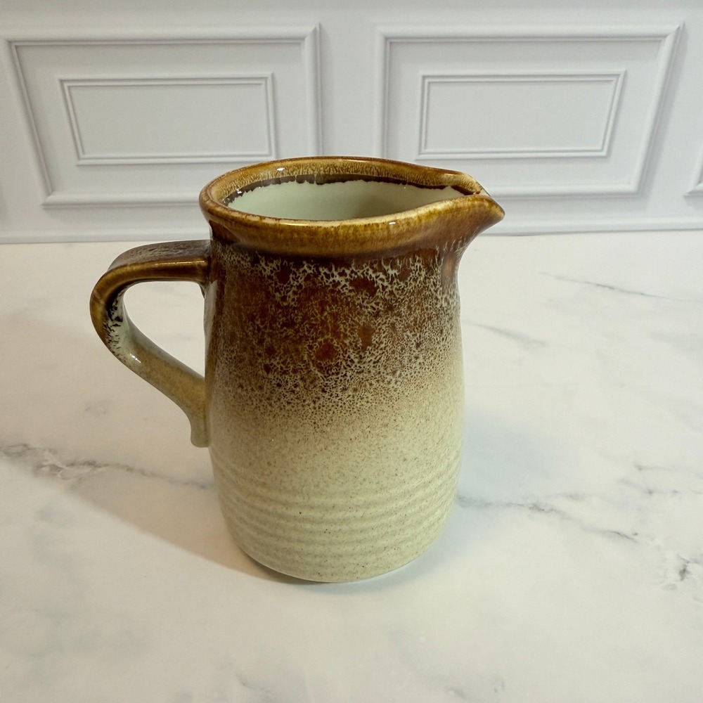 VTG Mikasa Natures Song 4 1/4" Creamer Retro Brown Drip Glaze